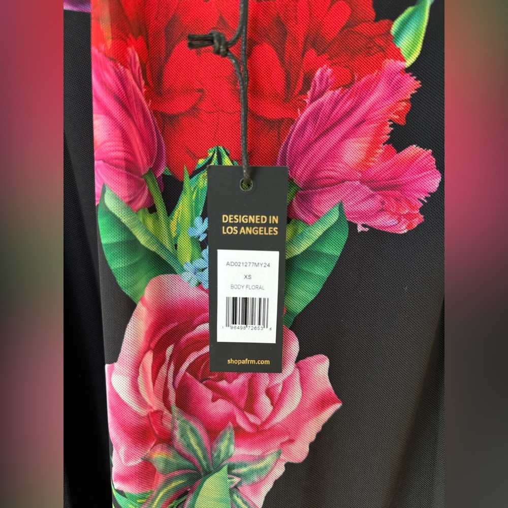 AFRM Black Mini Dress with Vibrant Floral Design - Picture 4 of 5